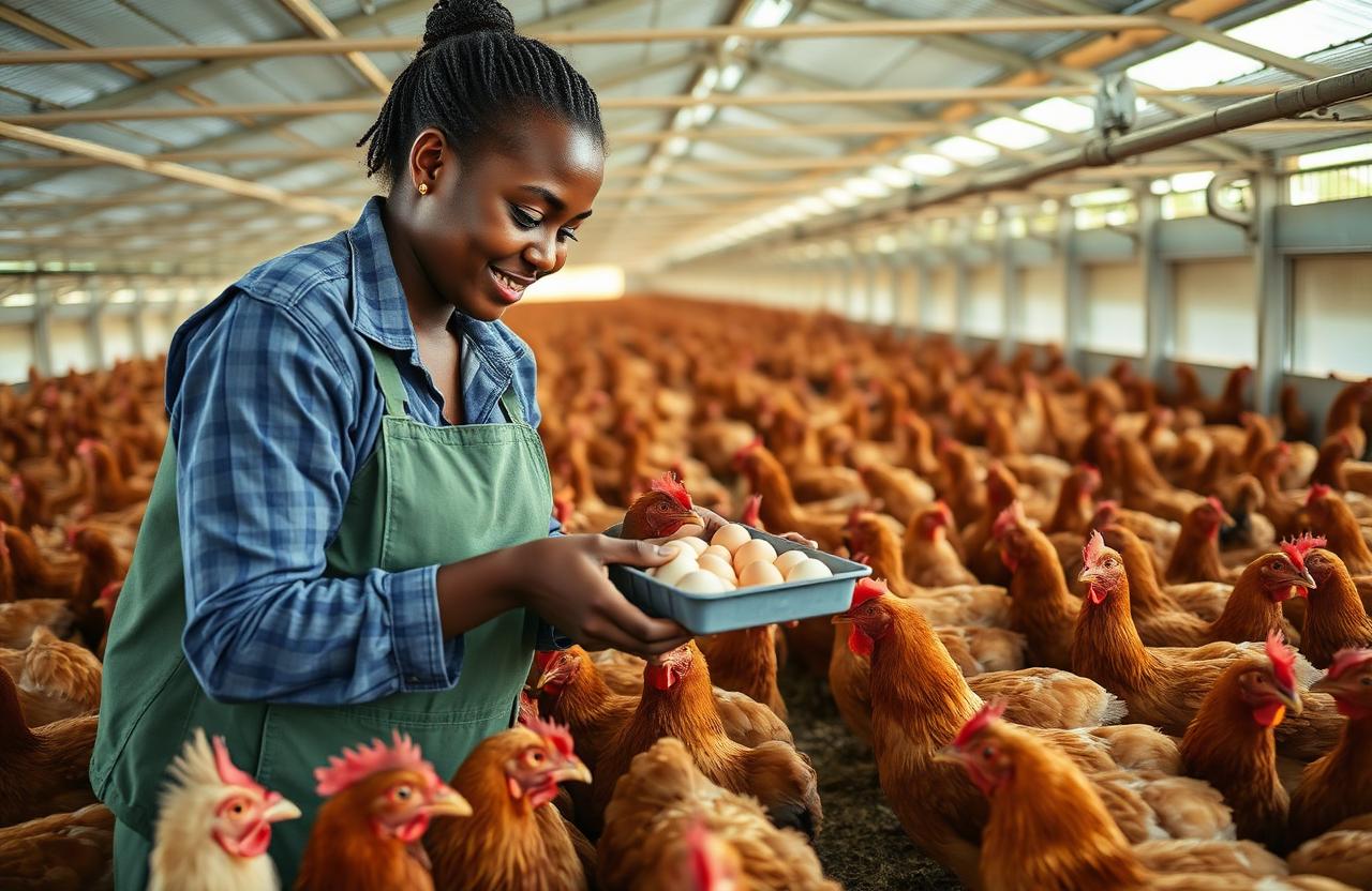 Young woman running a modern poultry layer farm in Murang'a